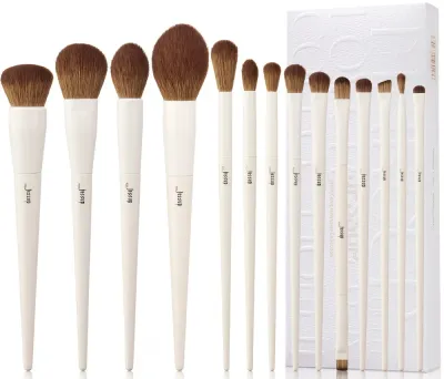 Набор кистей для макияжа Jessup Luxury Light Gray Brush Set T329 из 14 предметов