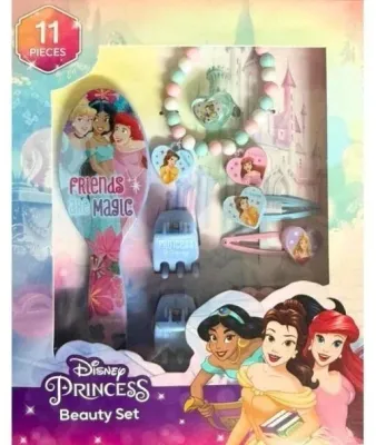 Disney Princess Beauty Set набор аксессуаров для волос для девочек, расчёска, заколки, резинки, браслет, кольцо, 11 предметов