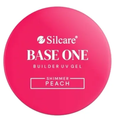 Строительный гель для ногтей Silcare Base One Builder UV Gel Shimmer Peach, персиковый, с мерцанием цвета шампанского
