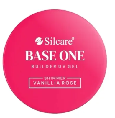 Строительный гель для ногтей Silcare Base One Builder UV Gel Shimmer Vanillia Rose, розовый, с шиммером и глиттером