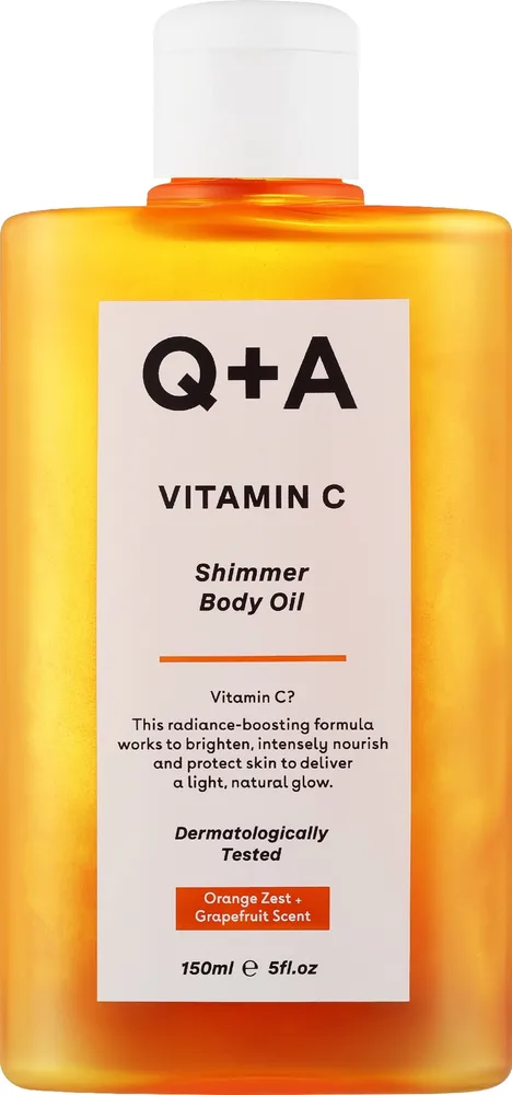Сияющее масло для тела Q+A Vitamin C Shimmer с мерцающими частицами