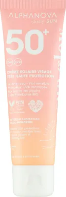 Крем солнцезащитный для лица Alphanova Daily Sun SPF 50+ органический жожоба водостойкий 50 мл