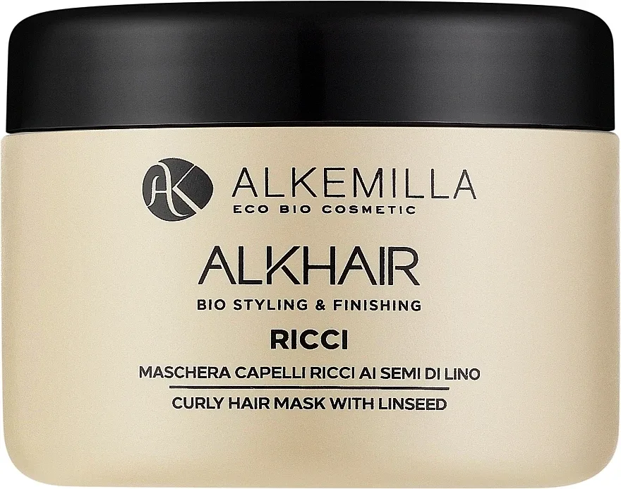 Alkemilla Eco Bio Cosmetic Alkemilla Eco Bio Cosmetic Linseed Curly Hair Mask - Маска для кудрявых волос Alkemilla, льняное масло, экстракты овса и проса, кокос, миндаль, пантенол, 250 мл