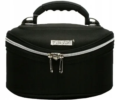 Косметичка-кейс Inter-Vion черная с зеркалом и замком 14х23х14 см