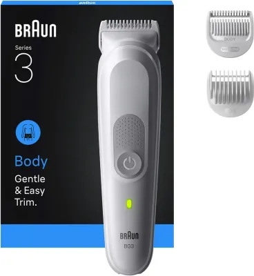 Триммер для тела Braun Body Groomer Series 3 BG3530 мужской, водонепроницаемый, с технологией SkinGuard, светло-серый