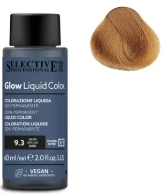 Краска для волос Selective Professional Glow Liquid Color полустойкая, жидкая, для светлых оттенков, 60 мл, оттенок 9.3