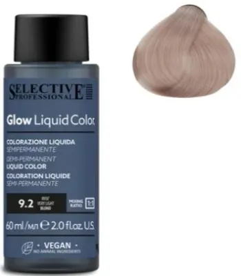 Краска для волос Selective Professional Glow Liquid Color полустойкая, жидкая, для светлых оттенков, 60 мл, оттенок 9.2