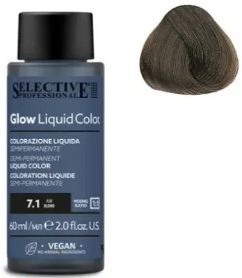 Краска для волос Selective Professional Glow Liquid Color полустойкая, жидкая, для светлых оттенков, 60 мл, оттенок 7.1