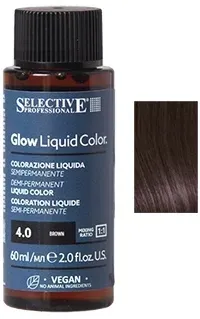 Краска для волос Selective Professional Glow Liquid Color полустойкая, жидкая, для светлых оттенков, 60 мл, оттенок 4.0