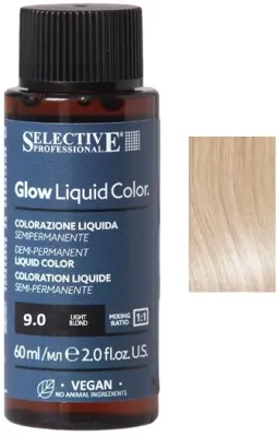 Краска для волос Selective Professional Glow Liquid Color полустойкая, жидкая, для светлых оттенков, 60 мл, оттенок 9.0