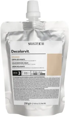 Selective Professional Selective Professional Decolorvit Eraser Pickling Cream - Крем для волос Selective Decolorvit Eraser для удаления краски и пигмента, без аммиака, осветление до 3 тонов, с протеинами кукурузы, 250 г