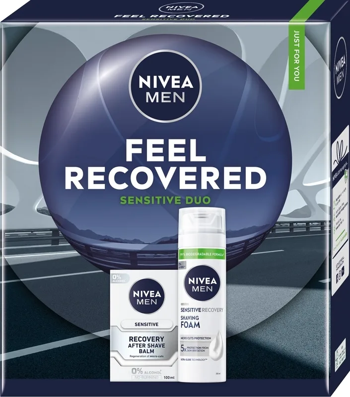 Мужской набор для бритья NIVEA Men Feel Recovered пена и бальзам с ромашкой и гамамелисом для чувствительной кожи 200+100 мл