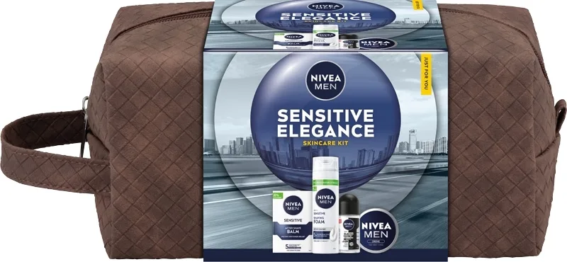 Мужской набор NIVEA Men Sensitive Elegance средства для бритья и ухода с косметичкой для чувствительной кожи 5 предметов