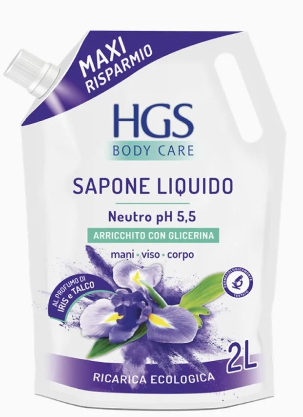 Мыло жидкое HGS Body Care Talc & Iris ирис и тальк pH 5.5, сменный блок, 2000 мл