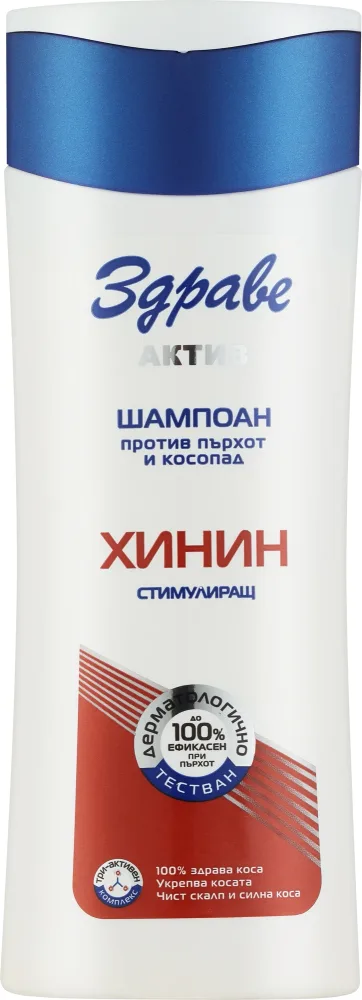 Шампунь против перхоти стимулирующий Zdrave Active Anti-Dandruff Stimulating Shampoo с хинином, 200 мл / 300 мл / 390 мл