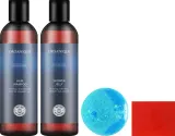 Мужской набор Organique Pour Homme шампунь гель для душа мыло и бомбочка для ванны с растительными маслами 250+250 мл+100+70 г — фото 1