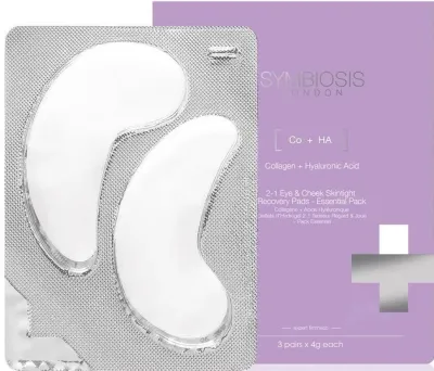 Патчи для кожи вокруг глаз и щёк Symbiosis London 2-1 Eye Cheek Skintight Recovery Pads восстанавливающие, гидрогелевые, 3 шт. по 4 г