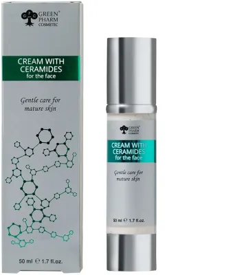 Green Pharm Cosmetic крем для лица с церамидами 50 мл, увлажняющий, с пептидами и гиалуроновой кислотой, для лица и кожи вокруг глаз