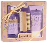 Набор Aurora Lavender Collection жидкое мыло для рук 180 мл крем для рук 100 мл и щетка для тела 2 в 1 — фото 1