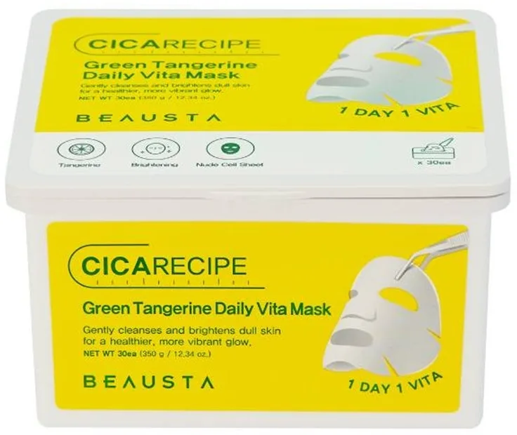 Тканевая маска для лица с витамином C и центеллой азиатской Beausta Green Tangerine Daily Vita Mask