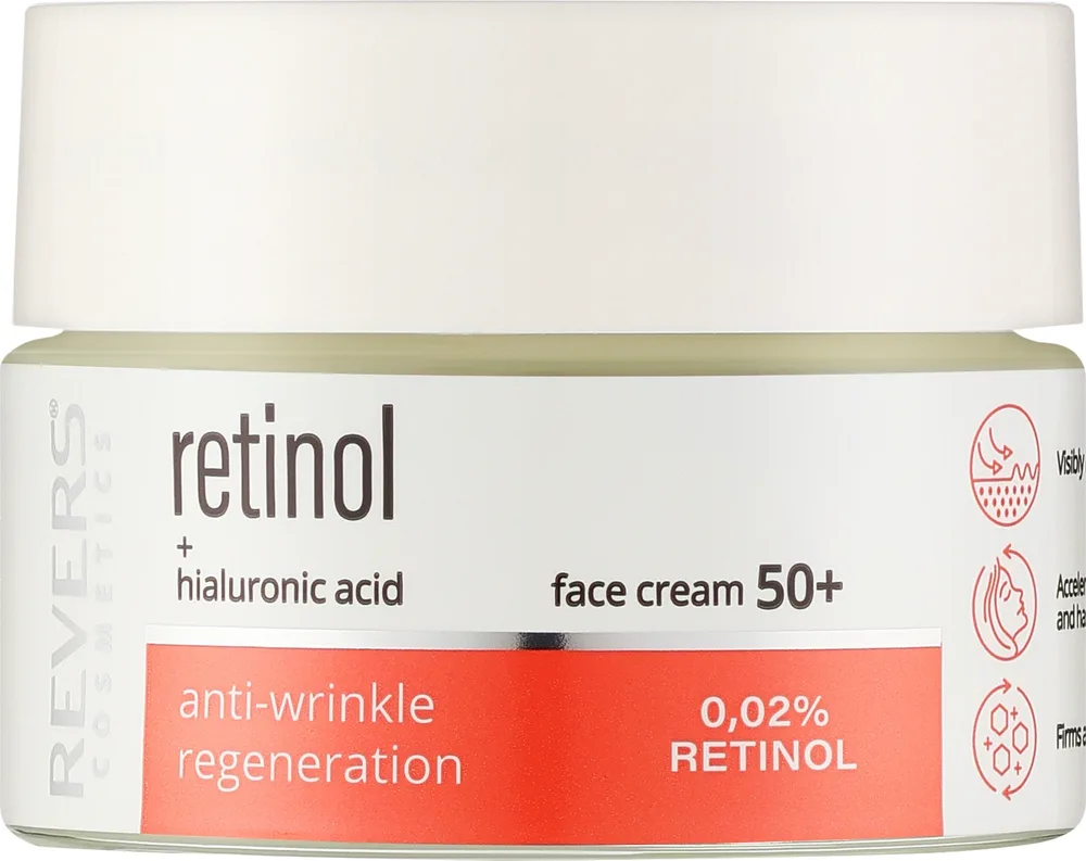 Крем для лица Revers Cosmetics Retinol & Hyaluronic Acid 50+ с ретинолом 50 мл
