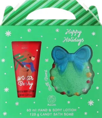 Детский набор Aurora Xmas Kids лосьон с ароматом зимних ягод и бомбочка для ванны с ароматом зимних ягод 60 мл+120 г