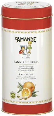 L'Amande L'Amande Sicily Boite Bath Foam - Гель-пенка для душа и ванны Сицилия с красным апельсином и фисташкой, в подарочной жестяной шкатулке, 500 мл