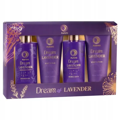 Набор Aurora Dream Of Lavender гель для душа 100 мл скраб 150 мл пена для ванны 250 мл и лосьон для тела 150 мл
