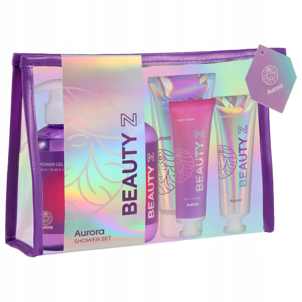 Набор Aurora Beauty Z гель для душа 250 мл лосьон 250 мл крем для рук 60 мл скраб 100 мл и крем для ног 60 мл