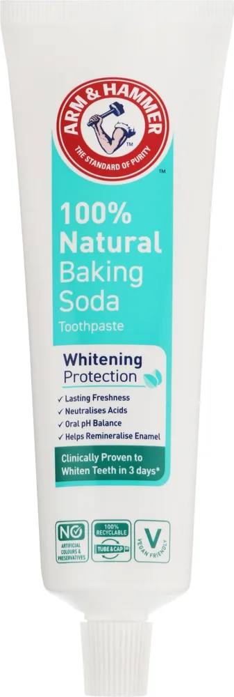 Arm & Hammer Arm & Hammer 100% Natural Baking Soda Whitening Protection Toothpaste - Зубная паста 100% Natural Baking Soda Whitening Protection Toothpaste отбеливающая, с пищевой содой, 75 мл