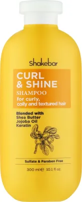 Шампунь Shakebar Curl & Shine с маслом жожоба, ши и кератином для кудрей, 300 мл
