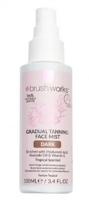 Спрей-автозагар для лица Brushworks Gradual Tanning Face Mist Dark тропический аромат, постепенный эффект, 100 мл