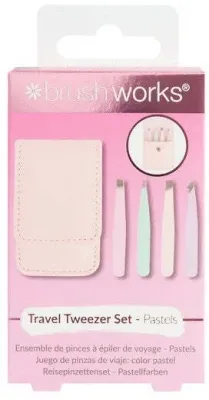 Дорожный набор пинцетов Brushworks Pastels из нержавеющей стали 4 шт по 5 см