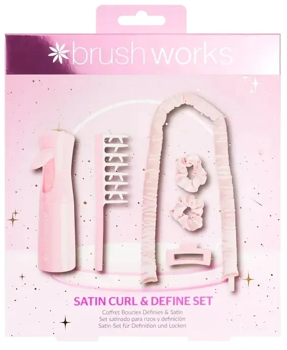 Набор для укладки локонов Brushworks Satin Define & Curl атласные бигуди пульверизатор и расческа