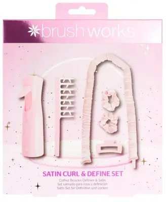 Набор для укладки локонов Brushworks Satin Define & Curl атласные бигуди пульверизатор и расческа
