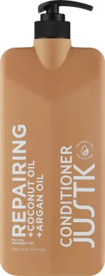 Восстанавливающий кондиционер для сухих и повреждённых волос JustK Coconut Oil & Argan Oil Repairing Conditioner