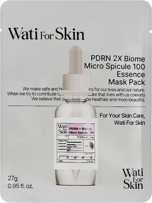 Интенсивная маска для лица 3 в 1 с PDRN, биом-комплексом и микроспикулами Wati For Skin PDRN 2X Biome Micro Spicule 100 Essence Mask Pack