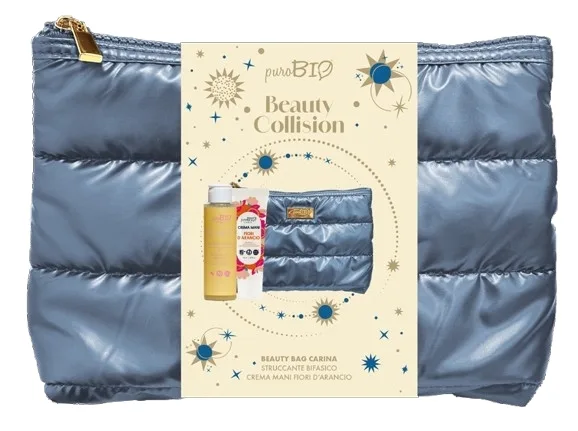 Набор PuroBio Cosmetics Beauty Bag Carina средство для снятия макияжа 100 мл питательный крем для рук 50 мл и косметичка