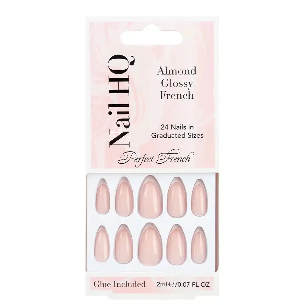 Накладные ногти Nail HQ Almond Glossy French Nails, миндальная форма, глянцевый френч, 24 шт