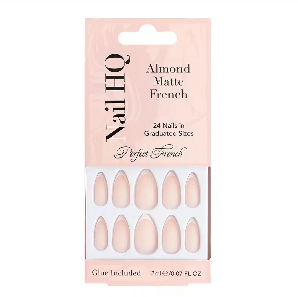 Накладные ногти Nail HQ Almond Matte French Nails, миндальная форма, матовый френч, 24 шт