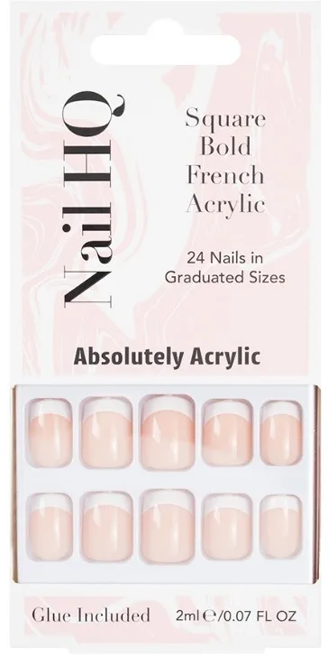 Накладные ногти Nail HQ Square Bold French Acrylic Nails, квадратная форма, выразительный френч, 24 шт