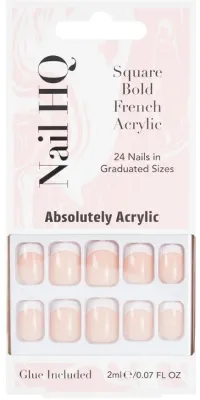 Накладные ногти Nail HQ Square Bold French Acrylic Nails, квадратная форма, выразительный френч, 24 шт