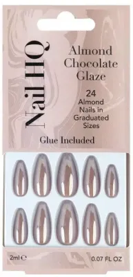 Накладные ногти Nail HQ Almond Chocolate Glaze Nails, миндальная форма, шоколадная глазурь, 24 шт