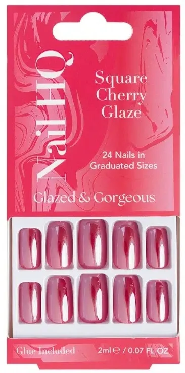 Накладные ногти Nail HQ Square Cherry Glaze Nails, квадратная форма, вишнёвая глазурь, 24 шт