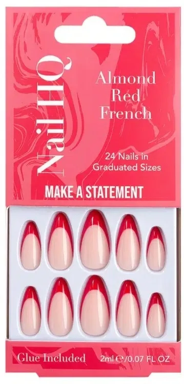 Накладные ногти Nail HQ Almond Lemon French Nails миндалевидные, красный френч, 24 шт