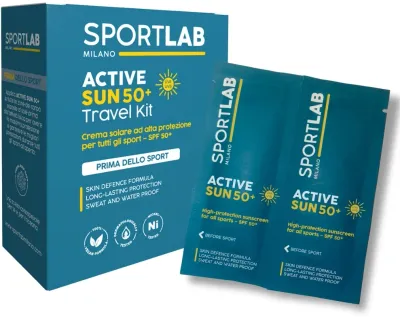 Набор солнцезащитного крема SportLab Milano Active Sun SPF50+ шестнадцать саше для спорта 16x8 мл