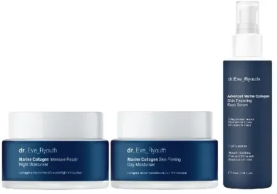 Набор для лица Dr. Eve_Ryouth Marine Collagen дневной крем ночной крем и сыворотка с морским коллагеном для зрелой кожи 50+50+30 мл