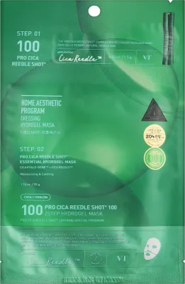 VT Cosmetics Pro Cica Reedle Shot 100 2 Step Hydrogel Mask маска гидрогелевая для лица двухэтапная с центеллой, успокаивающая
