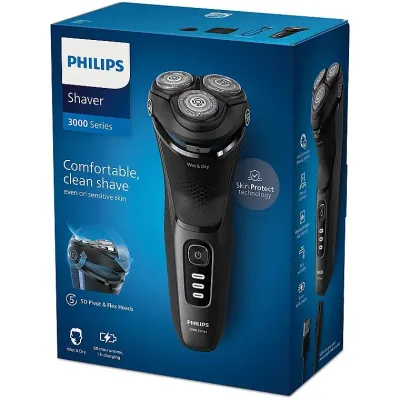 Электробритва Philips Shaver 3000 Series S3244/12 для сухого и влажного бритья, с выдвижным триммером, 1 шт