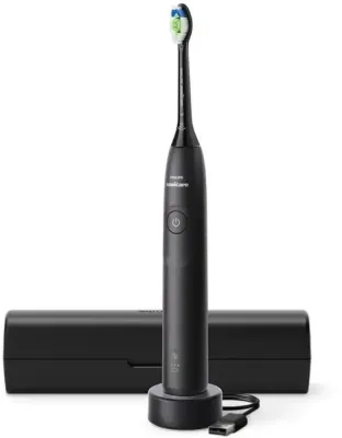 Электрическая звуковая зубная щётка Philips Sonicare Series 5300 HX7101/02 с датчиком давления и футляром, чёрная, 1 шт